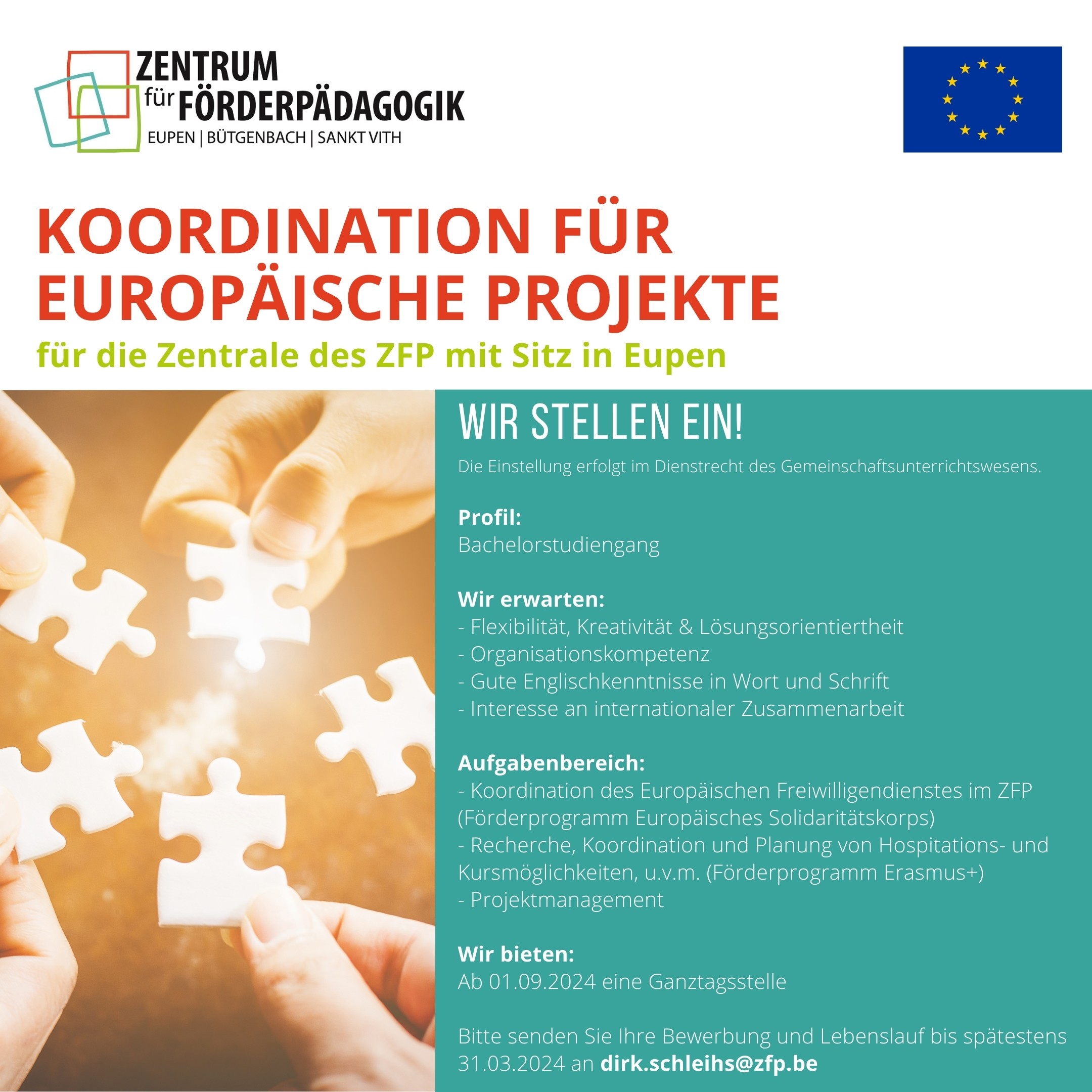 Stellenanzeige Koordination für EU Projekte